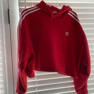 Adidas Red Cropped Hoodie